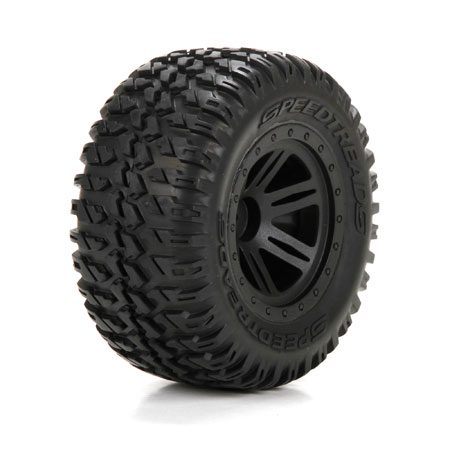 FR/R TirePrmntBlk Wheel (2):1:10 AMP M