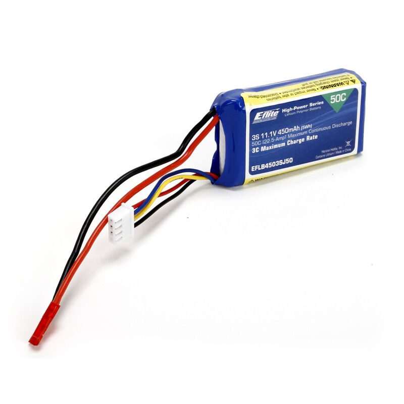 11.1V 450mAh 3S 50C LiPo Battery JST