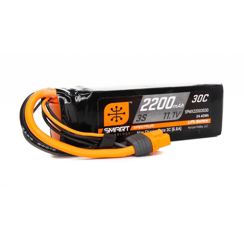 11.1V 2200mAh 3S 30C Smart LiPo Battery IC3