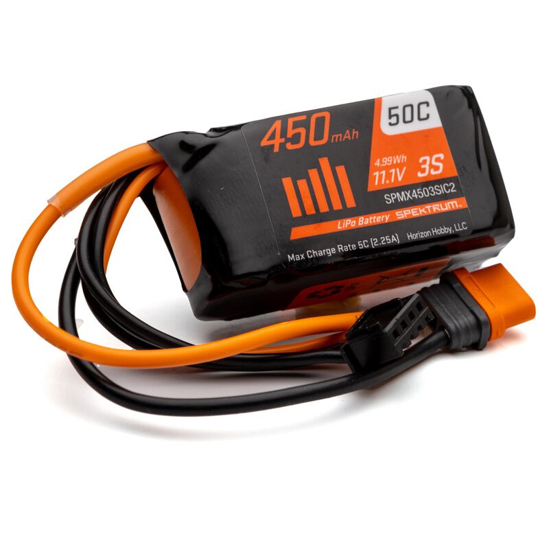 11.1V 450mAh 3S 50C LiPo Battery IC2