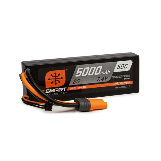 7.4V 5000mAh 2S 50C Smart Hardcase LiPo Battery IC5